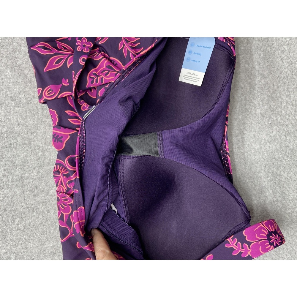 Lands’ End Tankini Swim Top Purple Pink Floral Empire Waist Plus Size - Picture 5 of 11